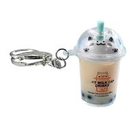 Lerpwige Cat Bubbles Teas Pendant Handmade Acrylic Keyrings Cartoon Milk Teas Keychain Jewellery Beautiful Bag Magic Accessories for Children Unique Keychain, White, One Size