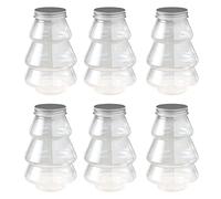 Lerpwige Christmas Tree Candy Jars Set of 6 Clear Snack Organizer Multifunctional Storage Biscuit Cookie Nuts Wrapping Box Christmas Tree Candy Jar with Lid