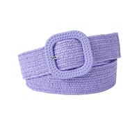 Lerpwige Colour Optional Women's Belt Vintage Elasticity Braided Waist Belt PP Stripes Women Shirt Waist Seal Colourful Braided Wide Summer Dress Coat Belts Girls, purple, One Size