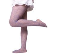 Lerpwige Colourful Floral Patterned Fishnet Lace Tights for Women Japanese Punk Styles Fishnet Tights Under Bottom Nylon Stocking, purple, One Size