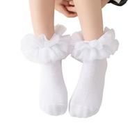 Lerpwige Comfortable and Trendy Girls' Ankle Socks with Elegant Large Lace Ruffle for 1-10 Years Children Daily Wear 1 Pair Ruffle Socks, White, A