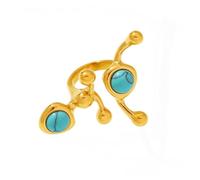 Lerpwige Contemporary C Shape Natural Crystal Rings Stainless Metal Band Multiple Color Options Comfortable 3.5cm Length Natural Gemstones Stainless