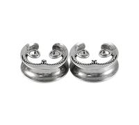 [Lerpwige] Copper Saddle U Shape Ear Plugs Double Flared Ear Gauge Earrings Stretcher Punk Style Body Jewelry Trendy Little Girl Face Accessories, 19mm, No Gemstones