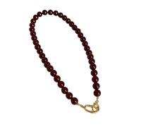Lerpwige Double Toggle Clasp Natural Stone Beads Choker Necklace Clavicle Chain Adjustable Length Choker Necklace for Daily Use
