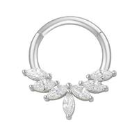 Lerpwige Elegant Crystal Septum Rings Silver Tone Stainless Steel Nose Clicker for Ear Piercing Fashionable Body Jewellery Ear Helix Piercing Jewellery, one size, As described, As described