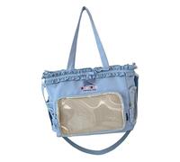 Lerpwige Elegant Ripped Lace Shoulder Bag Belle Itabag School Large Capacity for Pin Display Belle Ita Large Capacity Cross Shoulder Lace Bows, Blue
