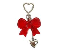 Lerpwige Elegant Shiny Bow Heart Shape Handmade Acrylic Bowtie Keychain Fashion Butterfly Knot Keychain Accessory