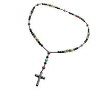 Lerpwige Elegant Unisex Volcanic Stones Necklace for Birthday Gifts Healing Crystal Cross One Size As Described