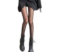 Lerpwige Fashion Four-Leaf Tights Elastic Waist Nylon Pure Mesh Casual Office Everyday Wear Black One Size
