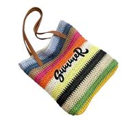 Lerpwige Fashion Rainbow Embroidered Bag Decorative Shoulder Bag Travel Handbag for Beach Holidays and Casual Gatherings Large Straw Beach, a, Einheitsgröße