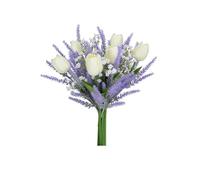 Lerpwige Faux Lavender Tulips Bouquet Silk Flower Arrangements Spring Wedding Decoration Artificial Display Spring Silk Flower Arrangements