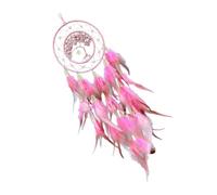 Lerpwige Feather Pom Pom Dream Catcher Hanging Ornament with Night Lights and Crystal for Car Hanging or Home Decoration