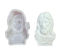 Lerpwige Flexible Silicone Mold for Handmade Concrete Plasters Holy Father Bust Statue Decorative Ornament Craft Project Decorative Concrete Sculpture Mold