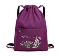 [Lerpwige] Floral Embroidered Campus Commuter Drawstring Backpack, Front Zip Pocket, Everyday Carry Casual Daypacks, Embroidered Daypacks, Floral Front Pockets, Campus Carry Commuter Bag, Casual