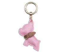 Lerpwige French Dog PU Leather Keyring Beautiful Design Pendant Key Ring Hanging Ornament for Car Keys and Bags Trendy Youth Keychain, Q, Gold-color