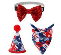 Lerpwige Funny Hat For Cat Cone Shape Hat With Saliva Towel&Bow Tie Pet Dress Up Costume Christmas Cosplay Accessories
