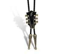 [Lerpwige] Gaitar Bolo Tie Gaitar Music Necklace Moranse Bolo Tie Cowboy Leather Necktie Sweater Chain Necklace Western Bolo Tie, Antique black drippi