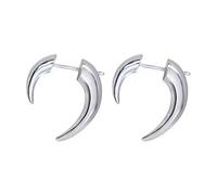 Lerpwige Graceful Tribal Spiral Crescent Moon Earrings - Silver Horn Ear Studs