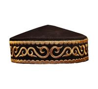 Lerpwige Hand Embroidered Pattern Kazakhs Men Women Elegant Round Ethnic Culture Traditional Dance Accessories Dance Party, Gold, One size