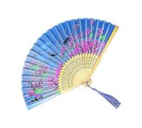 Lerpwige Hand Folding Fan Chinese Vintage Silk Fan Bamboo Frame Fabric Case Dancing Decorating