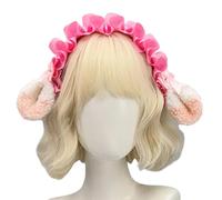 Lerpwige Lamb Headbands Cosplay Bows Ruffle Lamb Ear Hairbands Lovely Headwear Makeup Washing Face Hairbands Birthday Party Elastic Hair Tie