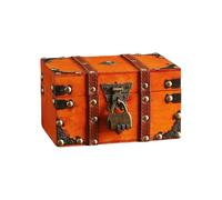 Lerpwige Leather Cultural Jewelry Case with Safety Mechanism for Decoration and Storage Elegant Wooden Box Traditional Chinese Treasures Chest Valuables