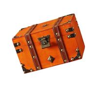 Lerpwige Leather Cultural Jewelry Case with Safety Mechanism for Decoration and Storage Elegant Wooden Box Traditional Chinese Treasures Chest Valuables