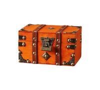 Lerpwige Leather Cultural Jewelry Case with Safety Mechanism for Decoration and Storage Elegant Wooden Box Traditional Chinese Treasures Chest Valuables