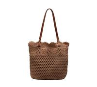 Lerpwige Lightweight Breathable Woven Shoulder Bag, Cotton Handbag, Underarm Bags with Unique Hollow Pattern for Beach Holidays