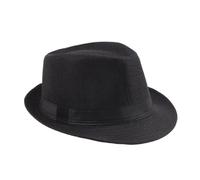 Lerpwige Men's Classic Fedora Hat Black Banded Short Brim Summer Sun Hat Gang Cosplay Party Costume Accessory
