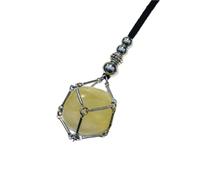 [Lerpwige] Mesh Pendant Necklace Adjustable Leather Rope Empty Crystal Stone Holder Necklace Metal Crystal Cage Necklace Holder Crystal Stone Holder Necklace Adjustable Chain Mesh Pocket Pendant Rope