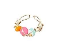 [Lerpwige] Modern adjustable beaded ring with natural stone beads. Perfect for layering or wearing alone for a fashionable look