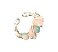 [Lerpwige] Modern adjustable beaded ring with natural stone beads. Perfect for layering or wearing alone for a fashionable look