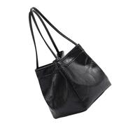 Lerpwige Modern Bucket Handbag with Metallic Effect Fashionable Evening Strap Wear-resistant PU Fabric Top Purse for Women Mirror Surfaces Bucket Bag, black, Einheitsgröße