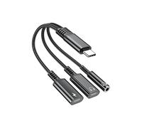 Lerpwige Multifunction 3 In 1 USB C To Auxiliary Adapter With Fast Charging Simultaneous Stereo Streaming For Smartphone Laptops Type C Charging Adapter