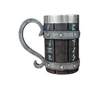 Lerpwige Natural Wood Finish Insulated Beer Stone with Food Grade Stainless Steel Interior Large Capacity Stainless Steel Tumbler Lined Beer Mug