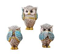 Lerpwige Owl Decorations 3 Pieces Hearing Not Seeing Not Speaking Not Animal Figures Resin Sculptures for Living Room Bedroom and Office