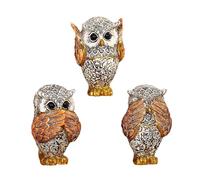 Lerpwige Owl Decorations 3 Ways Hearing Do Not See Do Not Talk Animals Figurines Resin Sculptures for Living Room, Bedroom and Office