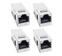 Lerpwige Pack of 4 Cat7 8P8C RJ45 Inline Shielded Module Coupling with Keystone Network Cable Connectors from Female to Female