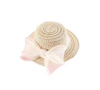 Lerpwige Pet Straw Hat Dogs Cats Elegant Style Straw With Stretch Chin Rope Practical Spring Travel For On The Go For Outdoor Use