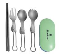 Lerpwige Portable Outdoor Portable Metal Folding Camping Cutlery Picnic Tableware Tableware Utensils Fork Spoon Chopsticks