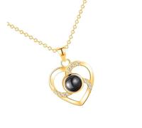 Lerpwige Projection Necklace Couples Jewelry Heart Pendant Necklace Stainless Steel Texture Suitable For Daily Party Any Occasions Valentines' Day