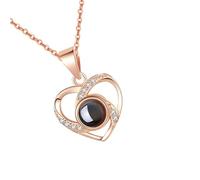 Lerpwige Projection Necklace Couples Jewelry Heart Pendant Necklace Stainless Steel Texture Suitable For Daily Party Any Occasions Valentines' Day