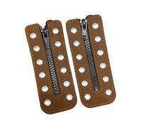 Lerpwige PU Leather Zippered Shoelace Inserts Shoelace Zippered Closure with 8 Holes for Boot Footwear Decoration Accessories Leather Zipper Insert