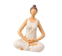 Lerpwige Resin Meditations Girl Woman Statue Figure with Woodcut Effect for Home or Studio Tabletop Decoration Ornament Gift