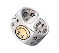 Lerpwige Retro Styles Star And Smiles Face Adjustable Size Opening Rings Handmade Ladies Fashion Statement Jewelry Fashion Statement