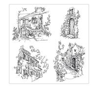 Lerpwige Retro Village View Stamp Clear House Stamp Reusable Silicone Stamp for Scrapbooking Card Making Party Invitation