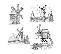 Lerpwige Retro Village View Stamp Clear House Stamp Reusable Silicone Stamp for Scrapbooking Card Making Party Invitation