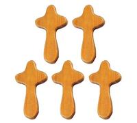 Lerpwige Set of 5 Handheld Wood Croses for Prayer Religious Christians Pocket Size Holding Crosses Worship Accessories Decorations