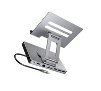 Lerpwige Setting USB C Docking Station Stand 100W Power Supply Aluminium Bracket Ethernet 3 5 mm Output Folding Base Silicone Pad USB C Adapter